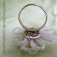 Creative Art Expressions Handmade White Seed Bead Flower Ring Jewelry Design