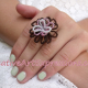 Creative Art Expressions Handmade Seed Bead Wire Wrapped Flower Ring Jewelry