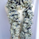 Creative Art Expressions Hand Knit Blue Flora Fabric Lined Ruffle Scarf
