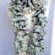 Creative Art Expressions Hand Knit Blue Flora Fabric Lined Ruffle Scarf Creative Art Expressions Hand Knit Blue Flora Fabric Lined Ruffle Scarf