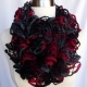 Creative Art Expressions Hand Knitted Red Black & Gray Ruffle Scarf Creative Art Expressions Hand Knitted Red Black & Gray Ruffle Scarf