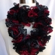 Creative Art Expressions Hand Knitted Red Black & Gray Ruffle Scarf Creative Art Expressions Hand Knitted Red Black & Gray Ruffle Scarf