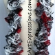 Creative Art Expressions Hand Knitted Red White & Gray Ruffle Scarf