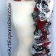 Creative Art Expressions Hand Knitted Red White & Gray Ruffle Scarf