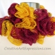 Creative Art Expressions Hand Knitted Gold & Burgundy Ruffle Scarf
