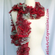 Creative Art Expressions Hand Knitted Crimson Christmas Ruffle Scarf