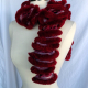 Creative Art Expressions Hand Knit Furry Red Ruffle Scarf
