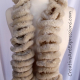 Creative Art Expressions Hand Knit Furry Beige Ruffle Scarf