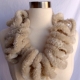 Creative Art Expressions Hand Knit Furry Beige Ruffle Scarf