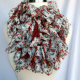 Hand Knit Orient Fabric Lined Ruffle Scarf