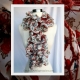 Hand Knit Orient Fabric Lined Ruffle Scarf