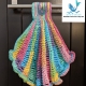 Seashell Hand Hanging Towel in Brights with Ruffle