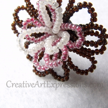 Creative Art Expressions Handmade Seed Bead Wire Wrapped Flower Ring Jewelry Creative Art Expressions Handmade Seed Bead Wire Wrapped Flower Ring Jewelryy