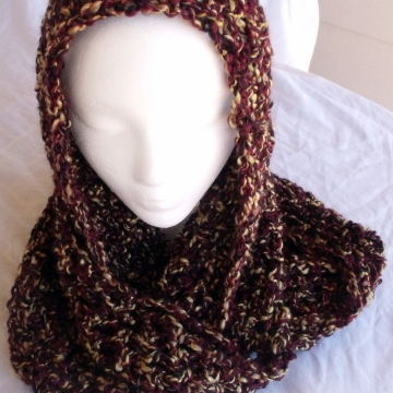 Hand Crocheted Barks Bulky Infinity Scarf