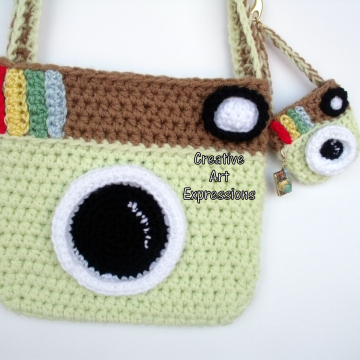 Pistache Green & Brown Camera Purse