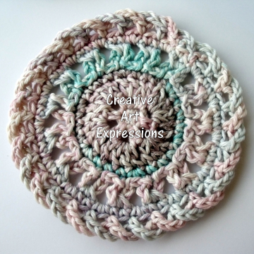Pastel Pink Crocheted Round Cotton Coasters