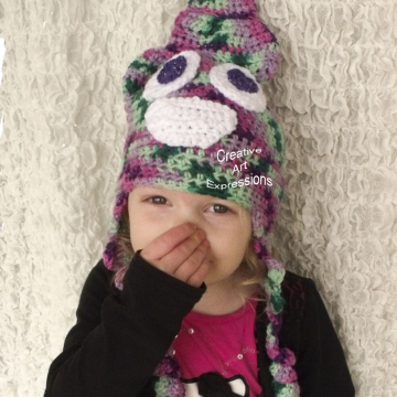 Unicorn Poop Toddler Hat Crocheted Pink Green Purple Mint