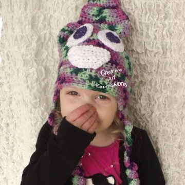 Unicorn Poop Toddler Hat Crocheted Pink Green Purple Mint