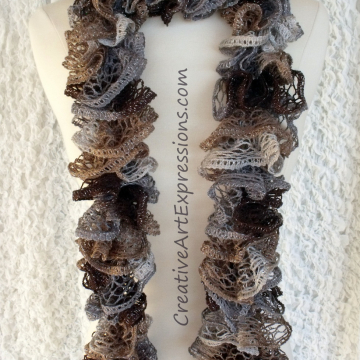 Creative Art Expressions Hand Knitted Waltz Ruffle Scarf
