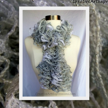Knitted Frosty Christmas Ruffle Scarf