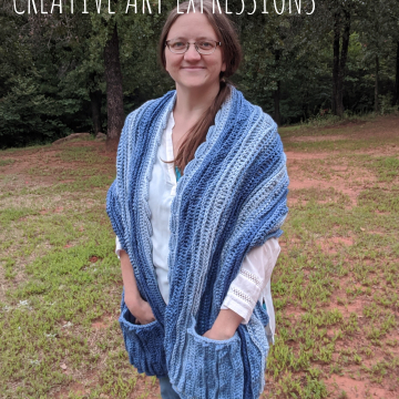 Sea Breeze Pocket Shawl in True Blue Adult Long