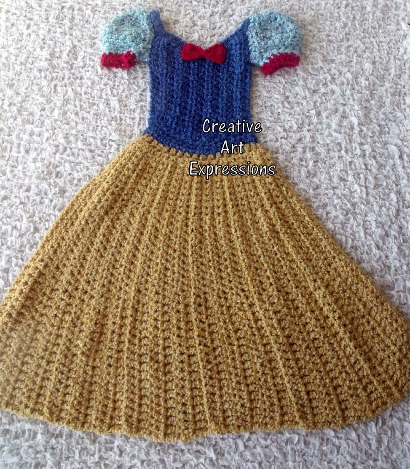 Fair Princess Dress Blanket Crocheted Golden Yellow Thick Soft Creative Art Expressions