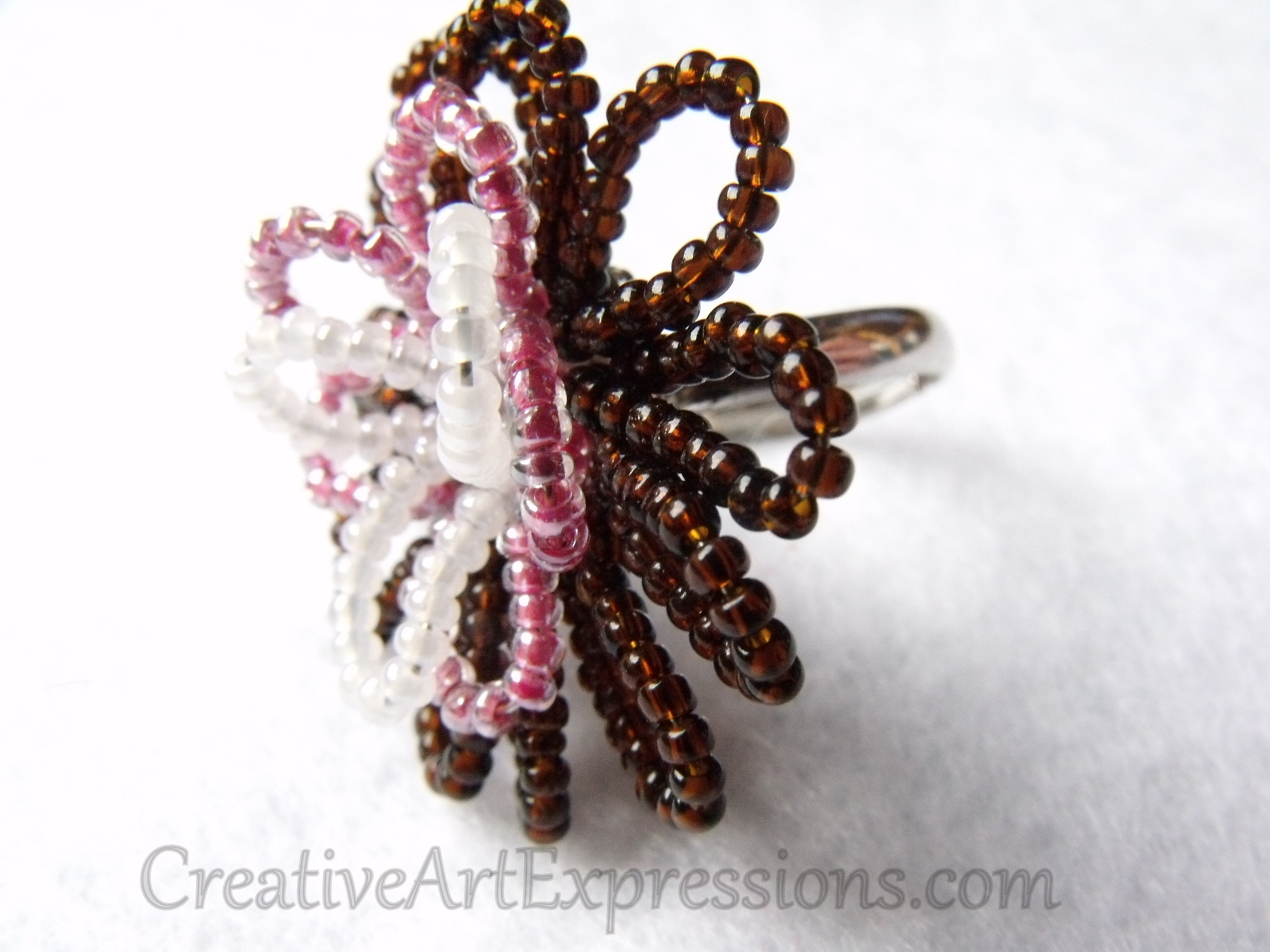 Creative Art Expressions Handmade Seed Bead Wire Wrapped Flower