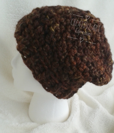 Chunky Slouchy Adult Teen Crocheted Hat in Sequoia