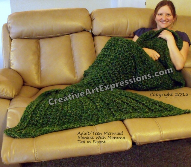 Mermaid Blanket Adult/Teen Momma Fin in Forest
