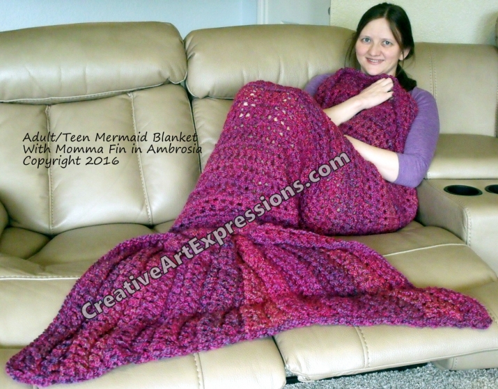 Mermaid Blanket Adult/Teen with Momma Fin in Ambrosia