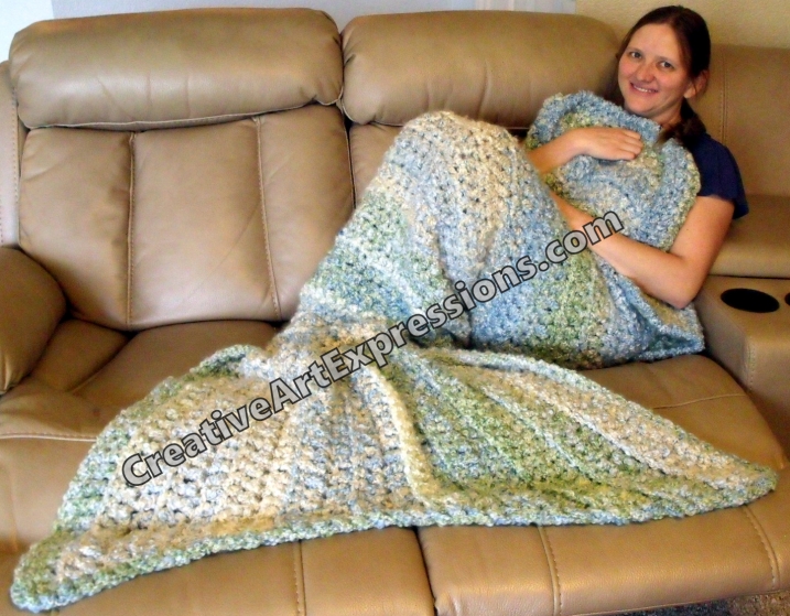 Thick Mermaid Blanket Adult Teen Blue Green Ocean Mama Fin