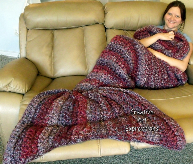 Thick Red & Silver Mermaid Blanket