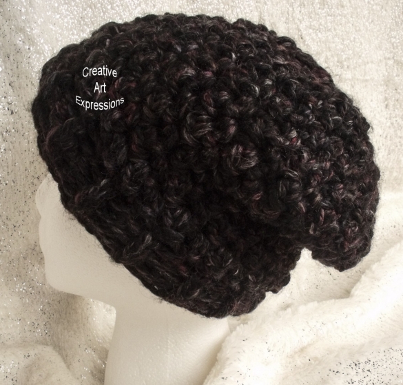 Chunky Slouchy Fleece Lined Hat in Blackstone