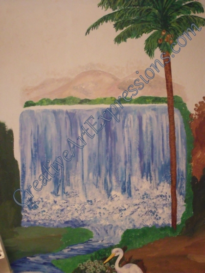 Creative Art Expressions Hand Painted Palm Tree & Waterfall 8-4-2011