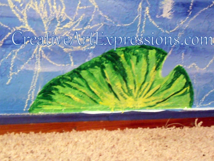 Creative Art Expressions Hand Painted Lily Pad on Rainforest Mural. 8-17-2011