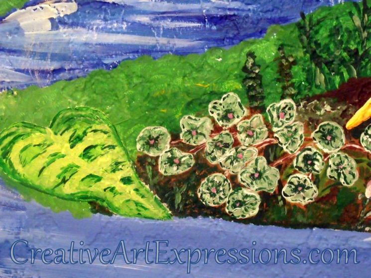 Creative Art Expressions Hand Painted Large Leaf & Flowers On Rainforest Mural. 8-17-2011 Creative Art Expressions Hand Painted Large Leaf & Flowers On Rainforest Mural. 8-17-2011
