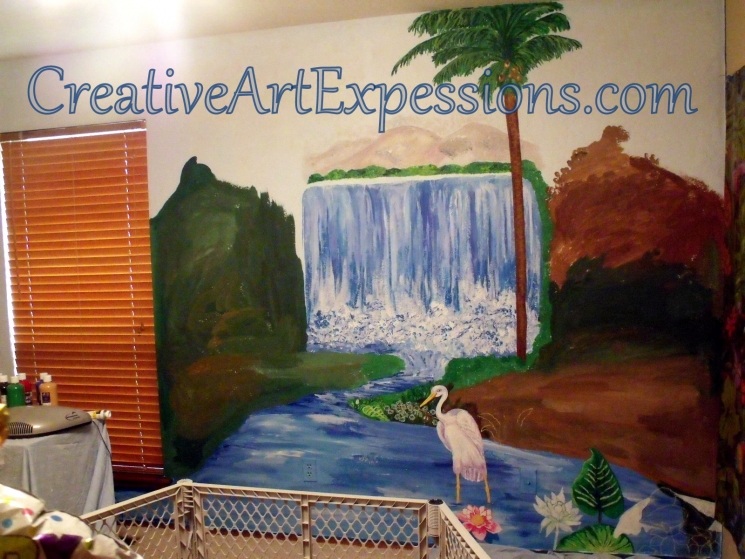 Creative Art Expressions Hand Painted Rainforest Mural In Progress. 8-22-2011 Creative Art Expressions Hand Painted Rainforest Mural In Progress. 8-22-2011