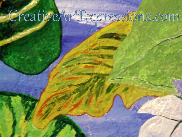 Creative Art Expressions Hand Painted Leaf Cluster On Rainforest Mural. 8-24-2011 Creative Art Expressions Hand Painted Leaf Cluster On Rainforest Mural. 8-24-2011