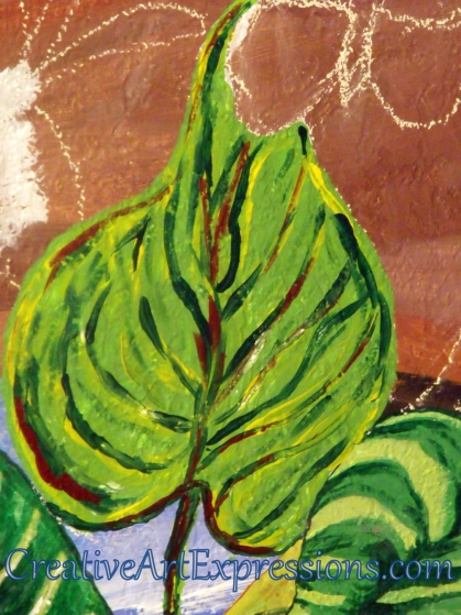 Creative Art Expressions Hand Painted Leaf On Rainforest Mural in Progress 1-8-2012 Creative Art Expressions Hand Painted Leaf On Rainforest Mural in Progress 1-8-2012