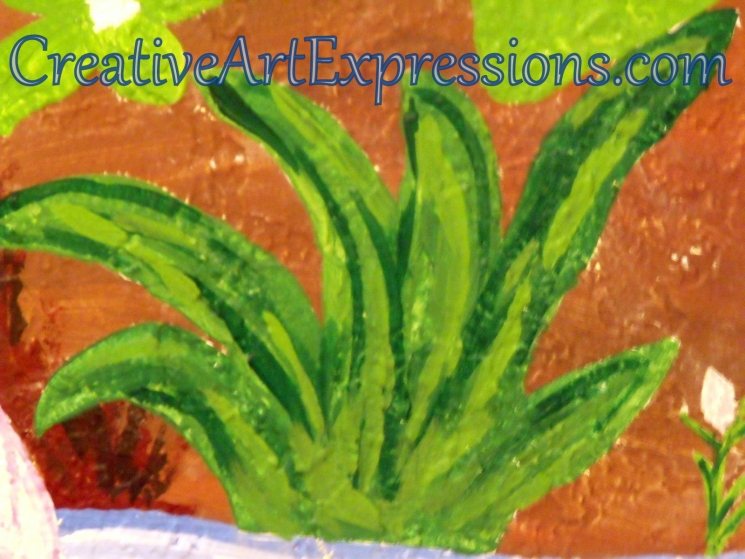 Creative Art Expressions Hand Painted Plant On Rainforest Mural in Progress 1-8-2012 Creative Art Expressions Hand Painted Plant On Rainforest Mural in Progress 1-8-2012