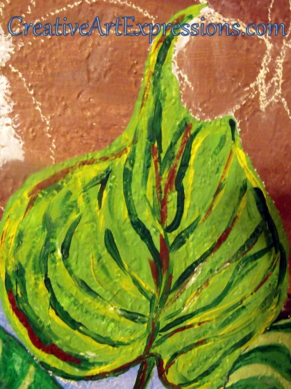 Creative Art Expressions Hand Painted Leaf on Rainforest Mural in Progress 1-8-12 Creative Art Expressions Hand Painted Leaf on Rainforest Mural in Progress 1-8-12