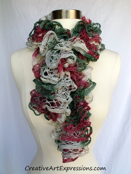 Knitted Victorian Christmas Ruffle Scarf Sold
