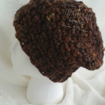 Chunky Slouchy Adult Teen Crocheted Hat in Sequoia