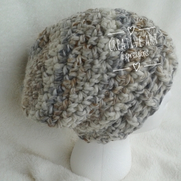 Chunky Slouchy Adult Teen Hat in Fossil
