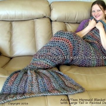 Mermaid Blanket Adult/Teen with Large Fin in Painted Desert