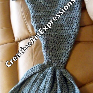 Child Mermaid Blanket Large Fin Blue Soft