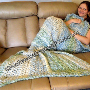 Thick Mermaid Blanket Adult Teen Blue Green Ocean Mama Fin
