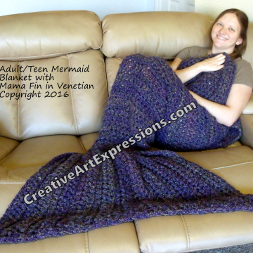 Mermaid Blanket Adult Teen in Venetian Mama Fin