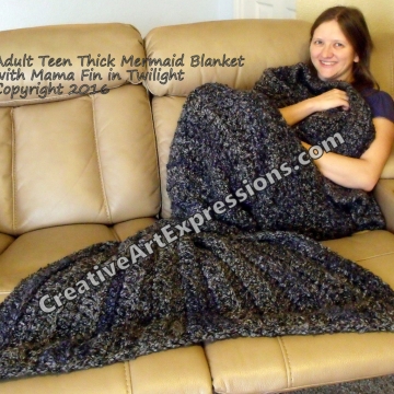 Thick Mermaid Blanket Mama Fin in Twilight