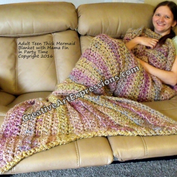 Thick Mermaid Blanket Adult Teen Party Time Mama Fin